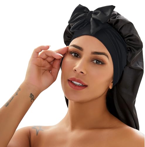 Wzl Wlg Satin Bonnet 2 Pack for Long Hair Sleep Cap Anti-Slip Night Hair Wrap