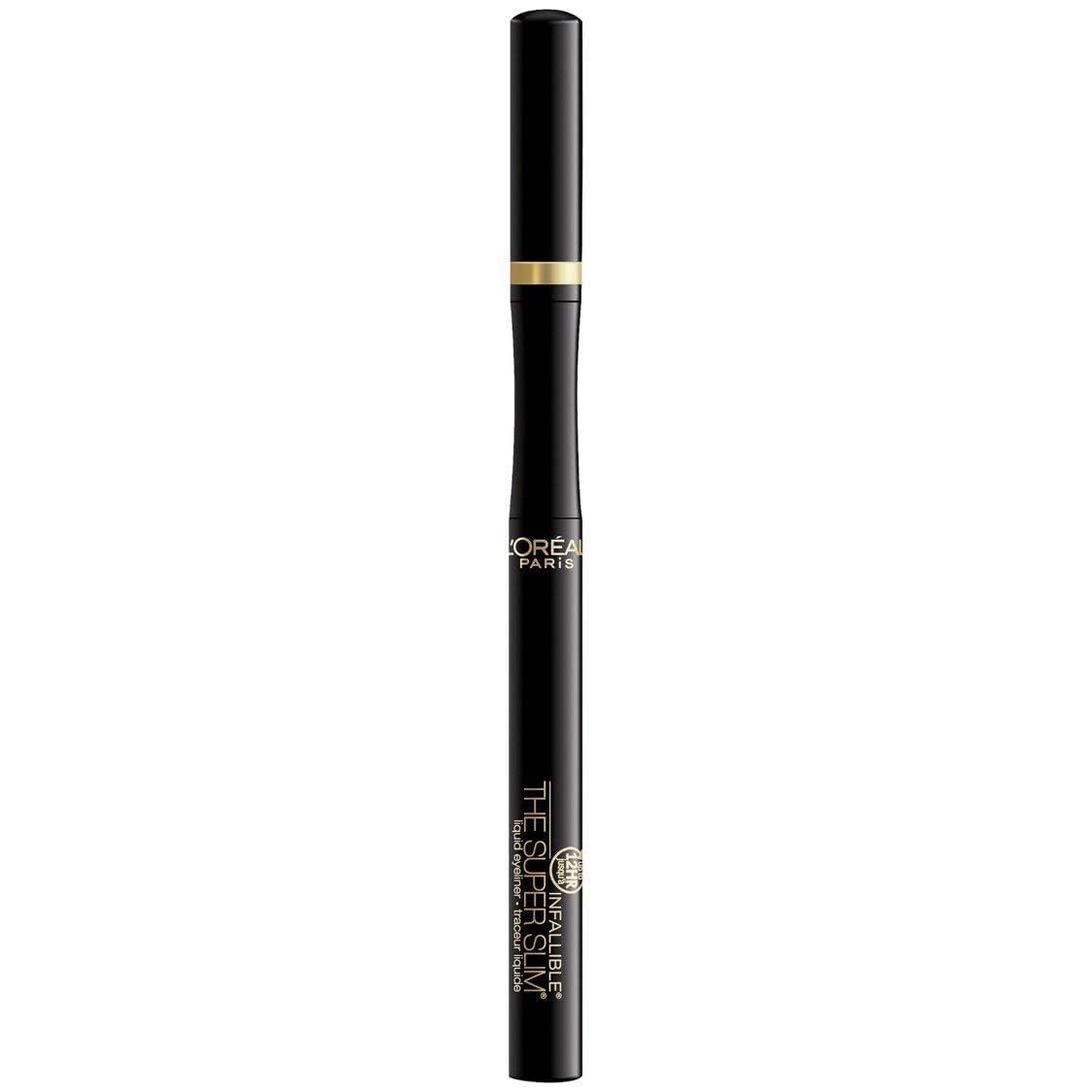 L'Oreal Paris Makeup Infallible Super Slim Long-Lasting Liquid Eyeliner, Ultra-Fine Felt Tip, Quick Drying Formula, Glides on Smoothly, Black, Pack of 1