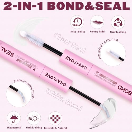 OKAYLOVE Lash Cluster Glue 2-in-1 Bond & Seal, Waterproof