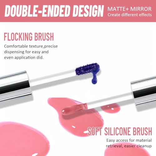 2-in-1 Peach Pink Lip Stain Peel Off & Hydrating Plumping Lip Oil with Tweezer, of Women Long Lasting Waterproof Peel Off Lip liner Tattoo, Highly Pigmented for All Skin Types 03#