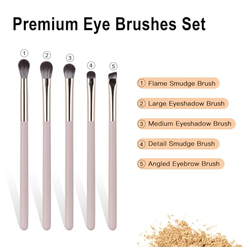 Eye Makeup Brush Set - 5Pcs Professional Eyeshadow & Eyebrow Brushes