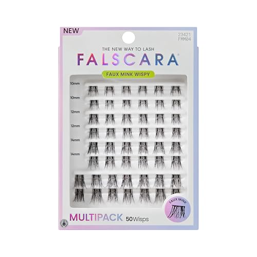 Falscara Faux Mink Wispy Lash Clusters 10-16mm - 50 Reusable Wisps