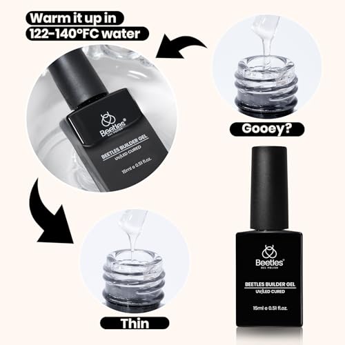 Beetles Builder Gel Set with Base & Top Coat - Clear Gel for Nails