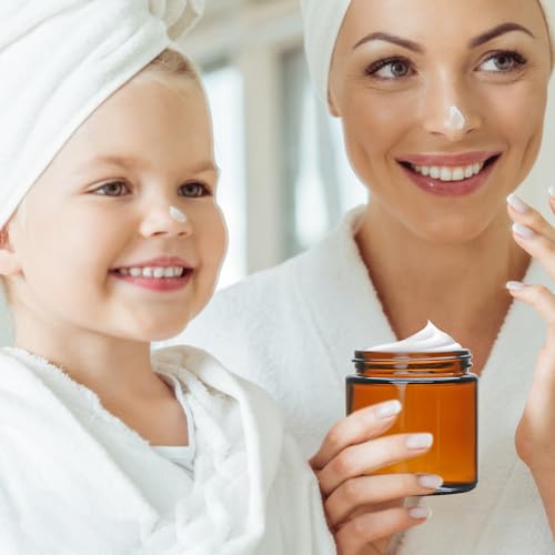 4 oz Amber Glass Jars with Black Lids, 12 Pack