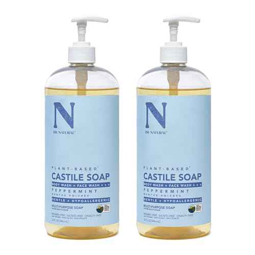 Castile Liquid Soap - Peppermint by Dr. Natural for Unisex - 32 oz Soap - Pack of 2