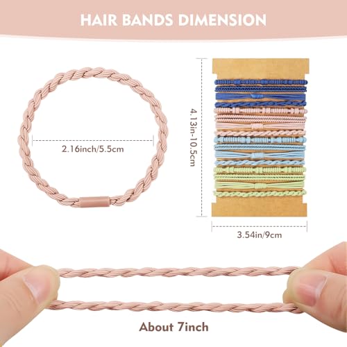 32Pcs Boho Bracelet Hair Ties, No Damage Elastic Bracelets, Brownsoft Hair Ties Accessories for Girls and Women Cute Bands for Thick or Thin Hair