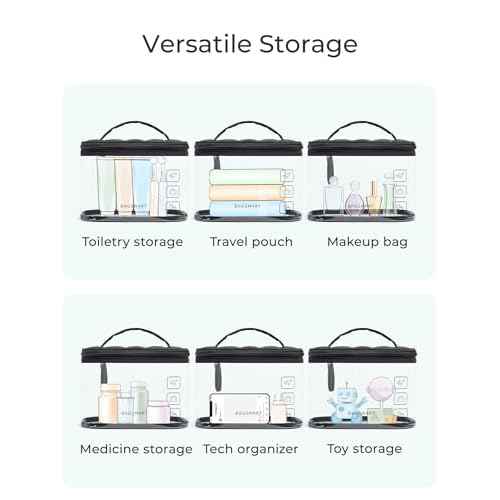 BAGSMART TSA Approved Toiletry Bag, Clear Makeup Cosmetic Bag Organizer, Quart Size Travel Bag for Toiletries, Carry-on Travel Accessories Essentials, 1 Pack-Black