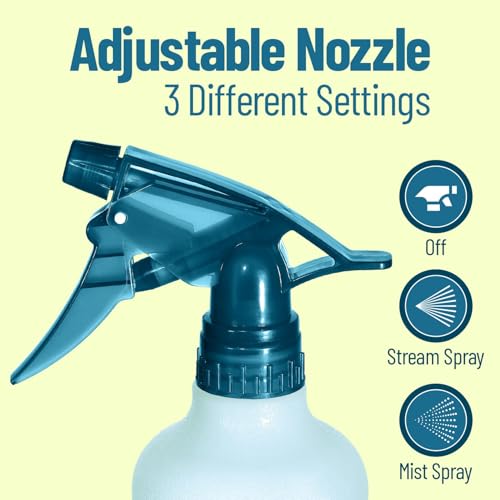 Alpree 3-Pack 12oz Refillable Spray Bottles - Colored Squirt & Cleaning Solutions