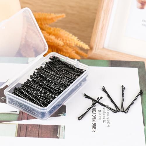 150 Count Mini Bobby Pins 1.38 inch Black with Storage Box