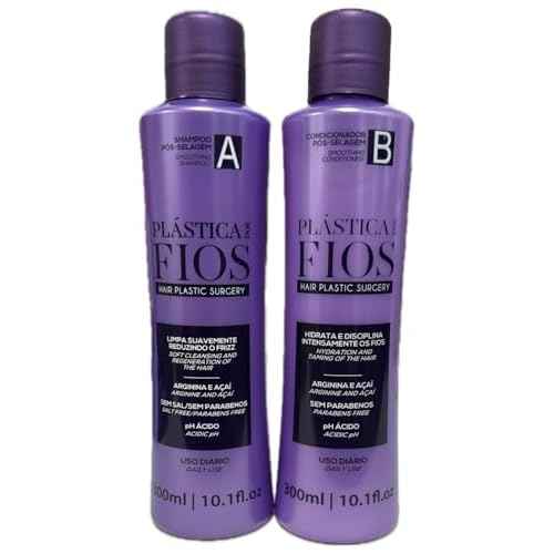 Plastica Dos Fios Home Care Kit- Maintenance Set Shampoo and Conditioner Hair Smoothing For All Hair Types, (2x300ml) Keratin Hair