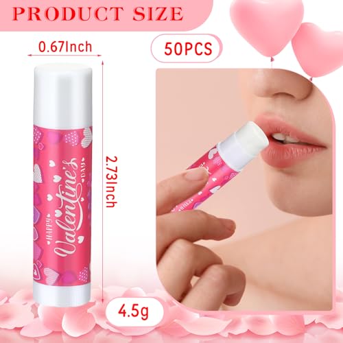 Demissle Valentine's Day Party Favors for Kids Classroom Lip Balms Bulk Peppermint Lip Care Products Moisturizing Lip Balm Valentines Love Heart Classroom Exchange Party Gifts for Boys Girls (50 Pcs)