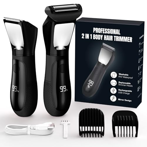 2-in-1 Electric Bikini Trimmer for Men, Waterproof Body Groomer