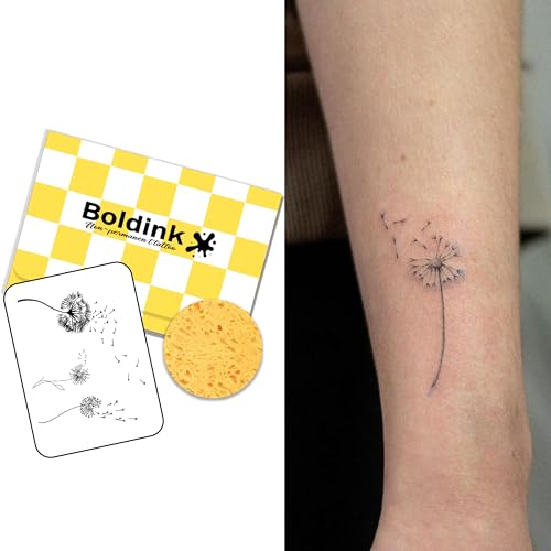 Temporary Tattoos,Semi Permanent Tattoos,15 Days Long Lasting Tattoo Stickers,Waterproof and Anti-reflective,Unique Design(Dandelion)