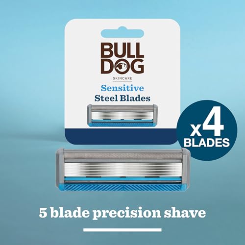 Bulldog Skincare - Sensitive Steel Blades - Men's Razor Blade Refills ? Contains 4 Blade Heads