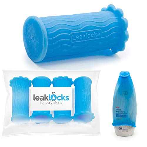 LeakLocks¢ç Toiletry Skins¢â Elastic Sleeve for Leak Proofing Travel Container in Luggage. For Standard and Travel Sized Toiletries. Reusable Accessory for Travel Bag Suitcase and Carry-on Luggage