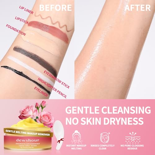 dewyhour Rose Makeup Remover Balm – Waterproof Makeup Melts Clean