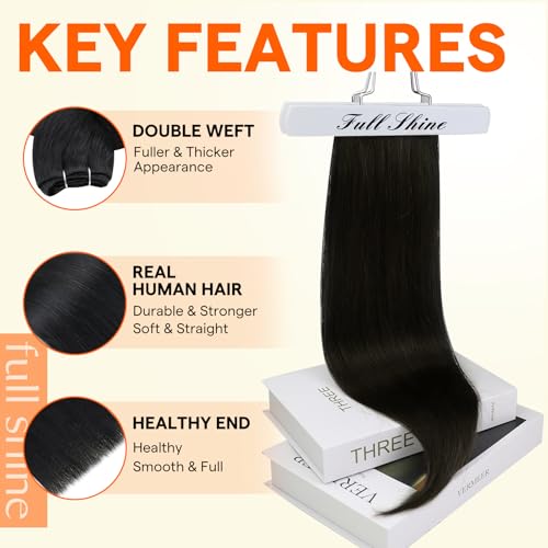 Full Shine 10 Inch Jet Black Straight Human Hair Weft Extensions