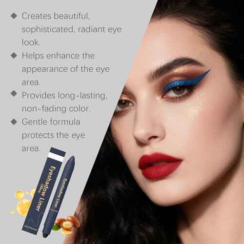Eyeshadow Stick,Shadow Liner 2-in-1 Eyeliner & Eyeshadow,Perfect Color Duo-Shadow Liner 2-in-1 Eyeliner,Easy to Color, Effortless & Long-Lasting Makeup for Defined Eyes(Navy+Champagne)