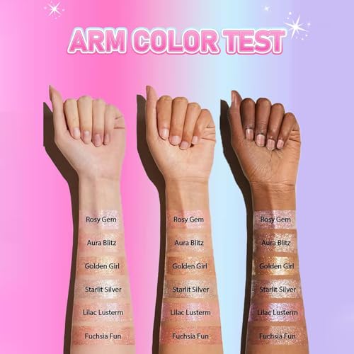 Glitter Crystal Jelly Glaze Stick - Long Lasting Shimmer Eyeshadow & Eyeliner Pencil, Waterproof & Smudge Proof, Easy to Blend for Natural or Glam Makeup Looks (01#ROSY GEM)