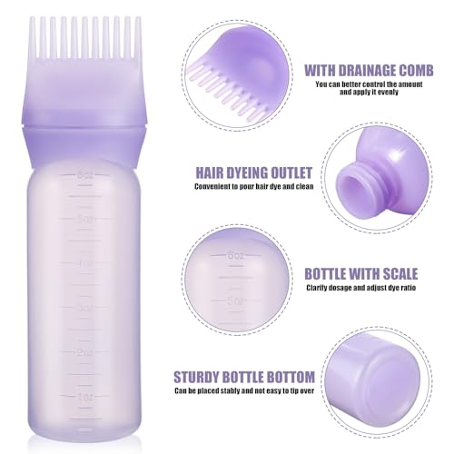 6Oz Hair Dye Root Comb Applicator Bottle - Purple