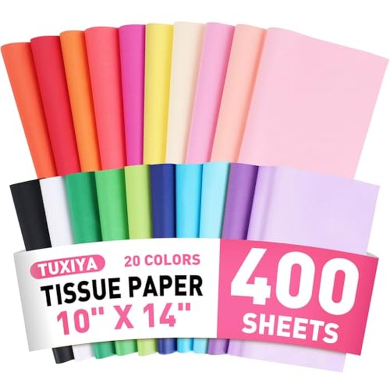 20-Color Tissue Paper 400 Sheets 10" x 14" Gift Wrap