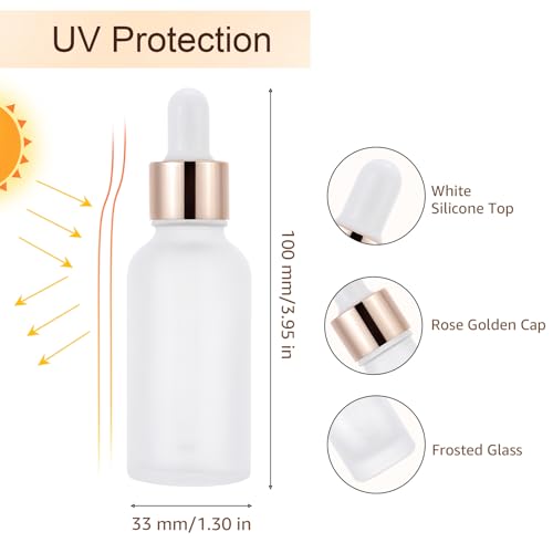 30ml Frosted Glass Dropper Bottles (30-Pack) with Caps & Labels