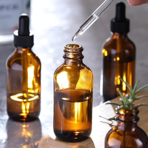4 Pack 2oz Amber Glass Bottles with Dropper & Funnel