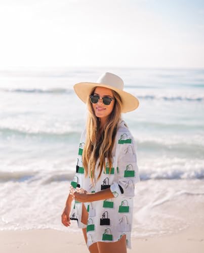 Women's Bikini Cover Up Button Down V Neck Blouse
