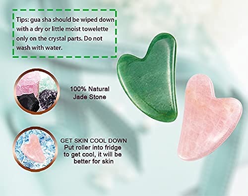 GEMSCITE | Gua Sha Stone | Face Manual Massage Tool Original |Green Jade | Scraping | Heart shaped | for Body Skin Beauty Facial | Face Slimming - Wholesalegemshop