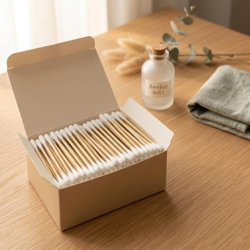 Eco-Friendly Bamboo Cotton Swabs - 1050 Count, Double Tipped
