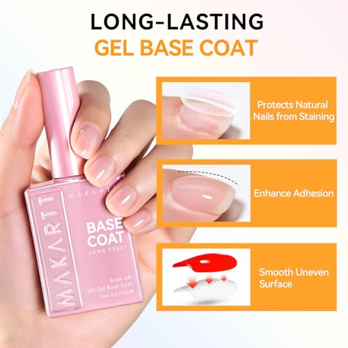 Makartt Hema-Free Gel Top & Base Coat Set 2 Pcs 15ml No Wipe - Hypoallergenic