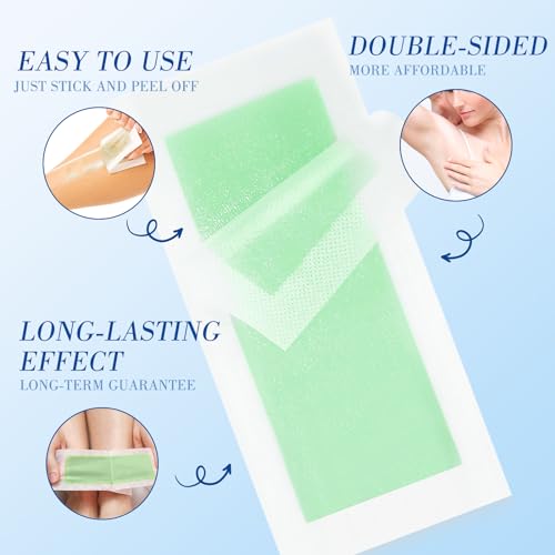 hoyesch Face & Body Wax Strips Hair Removal Kit - 60 Count with 4 Calming Wipes