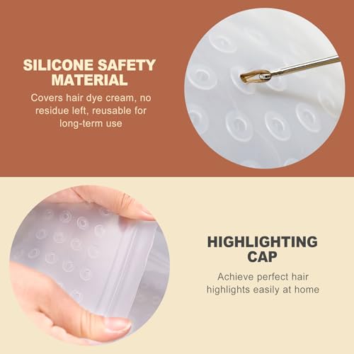 Silicone Hair Highlighting Cap Set - 2 Pcs with Metal Hook