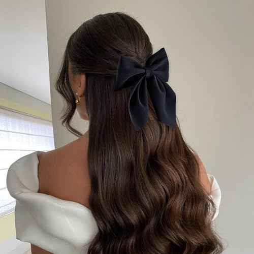 8 Pcs Hair Bows for Women Short Tail Bow Hair Clips Small Alligator Barrettes Cute Accessories for Girls(Black/Khaki)
