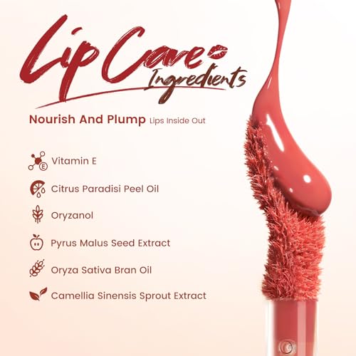 FOCALLURE Transferproof Lip Gloss - 16HR Wear, Plumping, Mocha Nude