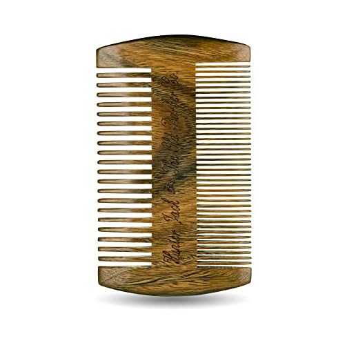 Premium Sandalwood Beard Comb for Men - Natural Wooden Comb with Dual Fine & Coarse Teeth, Anti-Static Mustache Comb, No Snag or Pull, Pocket Size with PU Leather Case, Ideal Grooming Kit for Him