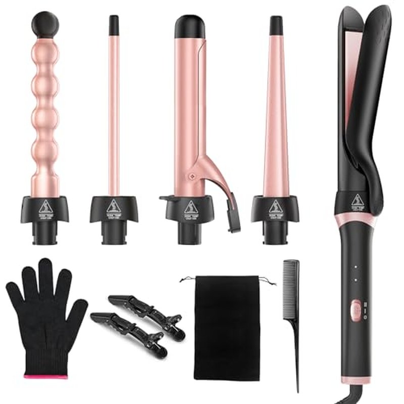 Aduarjo 5-in-1 Curling Iron Set with Flat Iron - All Hair Types