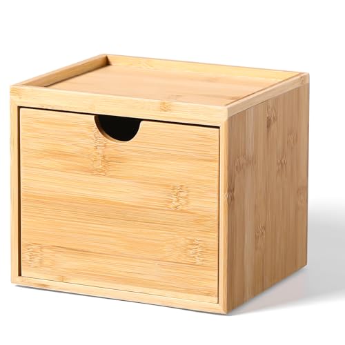 Bamboo Facial Towel Holder with Drawer - Eco-Friendly Bathroom Storage Box
