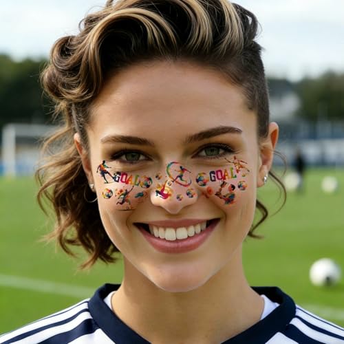 8 Pack Soccer Temporary Tattoos - Waterproof Face & Body Stickers
