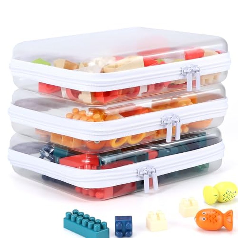 3 Pack Clear Hard Shell Zipper Pouches - Waterproof Makeup & Travel Organizer