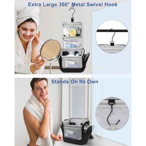 Relavel Hanging Toiletry Bag for Men and Women, Travel Toiletries Bag Water-resistant Large Makeup Cosmetic Organizer Storage, Shaving Dopp Kit Shower Bathroom Hygiene Bags, Carry-on Travel Essentials