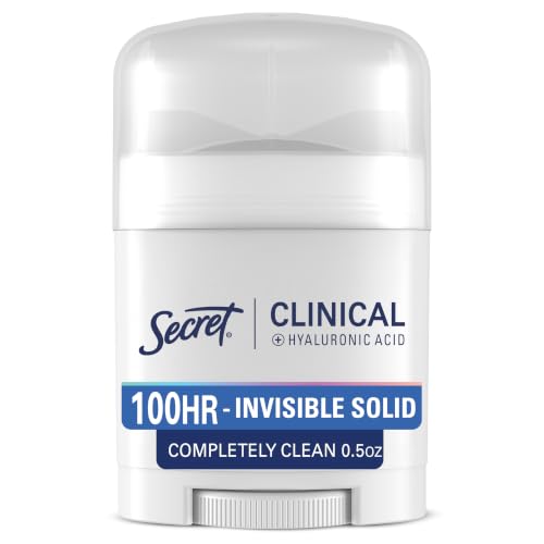 Secret Clinical Strength Antiperspirant Deodorant Women 100HR Invisible Solid - Completely Clean, 0.5 oz, Pack of 1