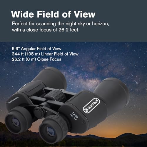 Celestron Cometron 7x50mm Astronomy Binoculars - Beginner Friendly, Tripod Adapter Ready