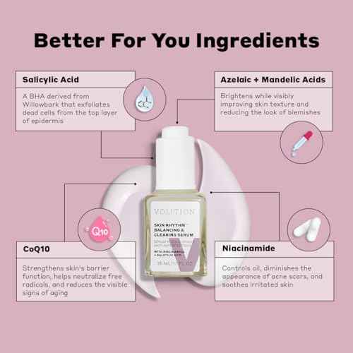 Volition Beauty Skin Rhythm Balancing & Cleaning Serum with Niacinamide + Salicylic Acid | Acne & Blemish Treatment | Helps Even Skin Tone, Fade Dark Spots, Reduce Acne Scars