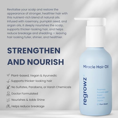 Regrowz Natural Hair Growth Oil - Rosemary, Argan & Jojoba, 3 Pack