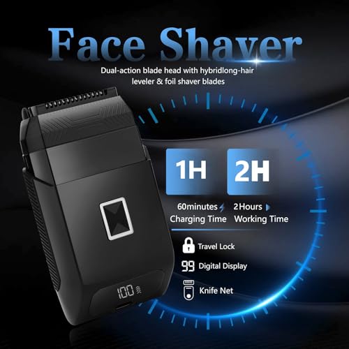 Soonsell Manscape Beard Trimmer for Men,IPX7 Waterproof 4 in 1 Men's Grooming Kit,Ball Shaver,Nose Hair Clippers,Electric Razor,Hair Clippers for Men,LED Display,Wet/Dry Trimmer
