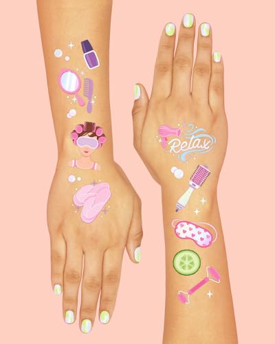 xo, Fetti Girls Spa Party Temporary Tattoos - 62 Iridescent Designs