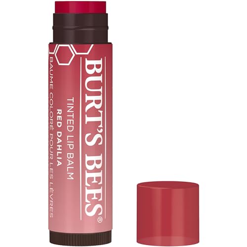 Burt's Bees 2-Pack Tinted Lip Balm Bundle with Pink Blossom and Fiery Red Dahlia for Hydrating Sheer Color