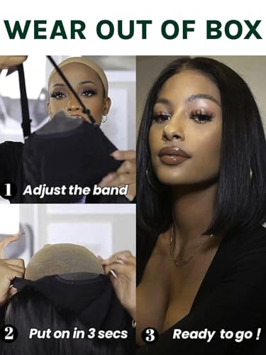 KLAIYI Glueless Yaki Straight Bob Wig 12-Inch - Easy Wear