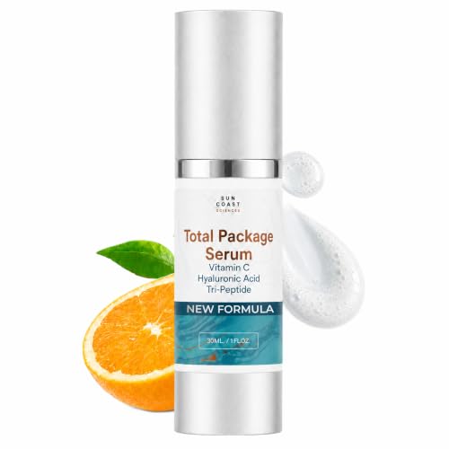 Sun Coast Sciences Total Package Serum 1 fl oz - Anti-Aging Face Serum with Vitamin C, Hyaluronic Acid & Peptides
